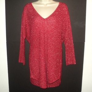 New York & Co. Soho Jeans Sweater Sz M Red & Gold